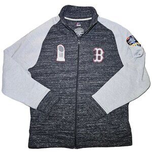 Majestic Mens Boston Red Sox Hoodie XL 2018 World Series Logo Sweater Gray Black